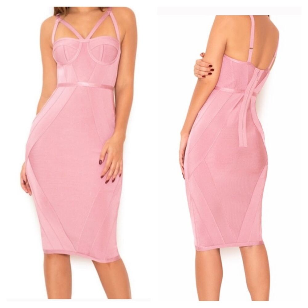 House of CB Pink Bandage Midi Dress